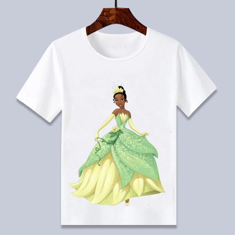 Летняя белая короткая футболка принцессы с длинными волосами для маленьких девочек, подарок на день рождения, футболка для детей 4, 6, 8, 10, 12 лет - Цвет: 12