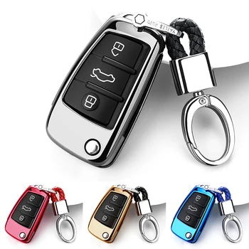 

TPU Car Styling Soft TPU Auto Key Protection Cover Case For Audi C6 A7 A8 R8 A1 A3 A4 A5 Q7 A6 C5 Car Holder Shell Car-Styling