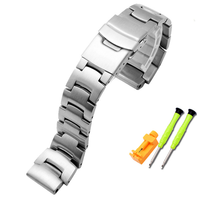 Stainless Steel Watchband for PROTREK Casio PRG-260 PRG-270 PRG-550 PRW-3500/2500/5100 Watch Band Strap Silver Black 18mm
