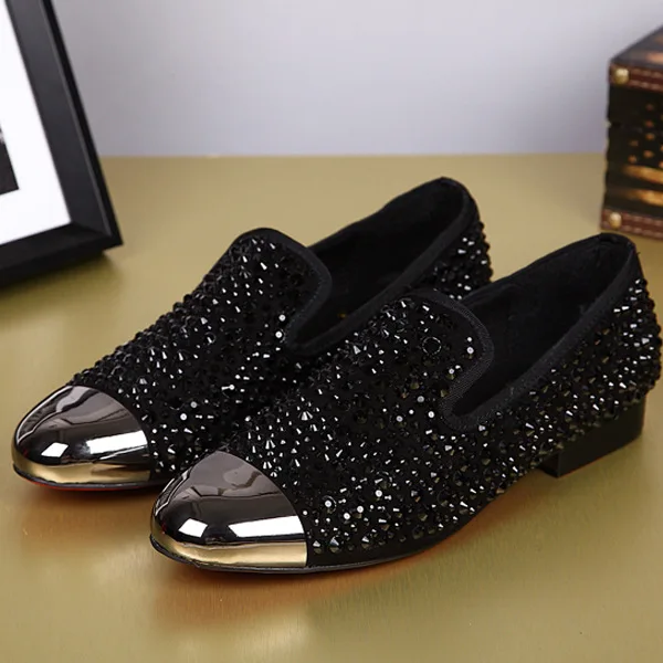 

Shoes Toe Casual British Style Men's Shoes Pointed Metal Genuine Leather Male Loafers Full Grain Leather Cow Leather Slip-on