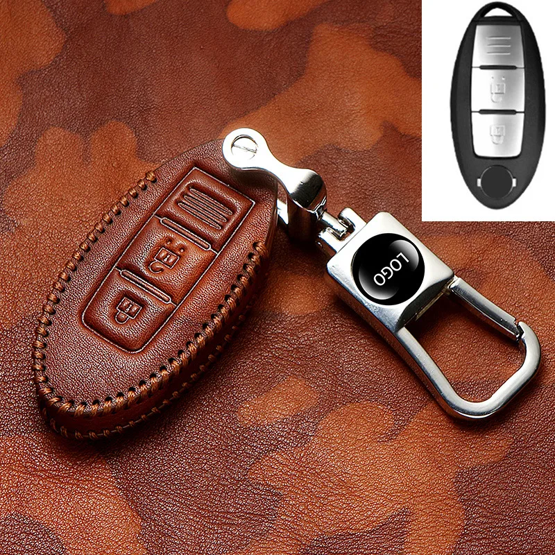 

Top layer leather key case cover chain ring holder For Nissan Qashqai J10 J11 X-Trail t31 t32 kicks Tiida Pathfinder Murano Juke