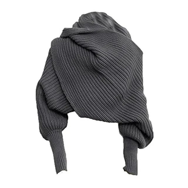 Женский шарф пончо женские шарфы женские s зимняя модная женская вязаная шаль с длинным рукавом шарф Echarpe Femme - Цвет: gray
