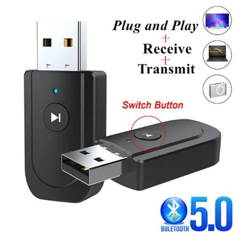 

Wireless Bluetooth 5.0 Transmitter Receiver 3 In1 USB Jack Audio Adapter For TV PC Car AUX Phone Headset Stereo Music Connection