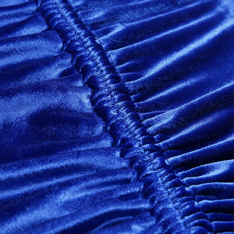 InstaHot синее бархатное платье с высоким воротником и завязками на подоле, элегантное приталенное осеннее Повседневное платье с длинным рукавом, вечерние обтягивающие платья на зиму