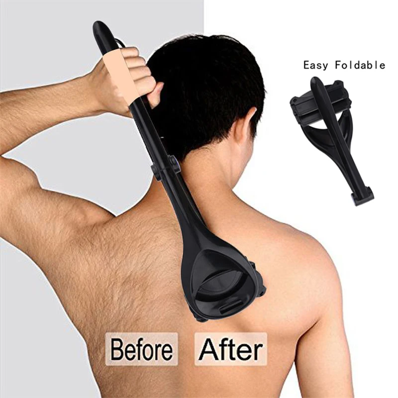 

Foldable Men Back Shaver Epilator 2.0 Two Head Blade Replaceable Long Handle Back Razor For Body Leg Back Hair Removal