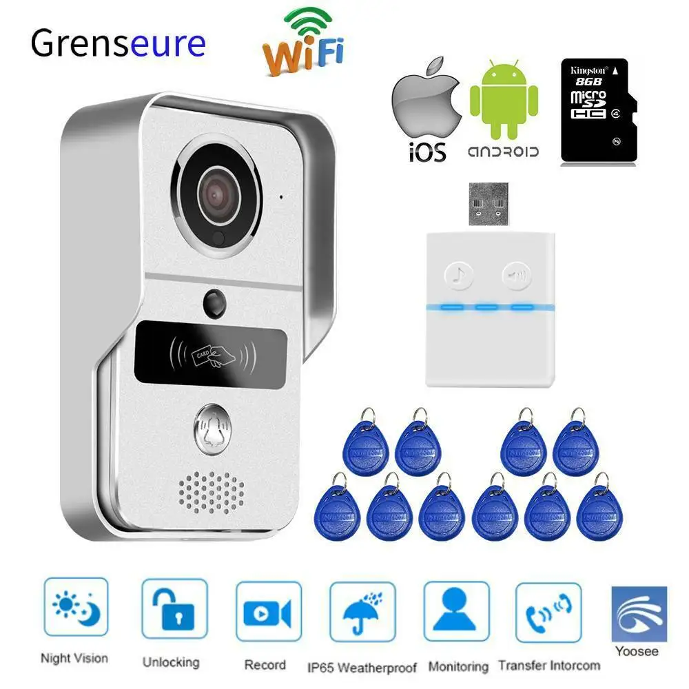 IP Video Intercom 4G Video Door Phone Ring Door Bell Doorbell WiFi Camera Alarm Wireless Security SD Card Camera Unlock Remote