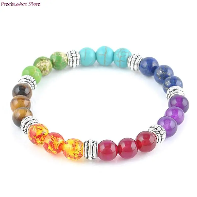  7 Chakra Healing Yoga Reiki Prayer Bead Stones Balance Beaded Warp Bracelet Braided Bangle Adjustable Jewelry For Women | Украшения и
