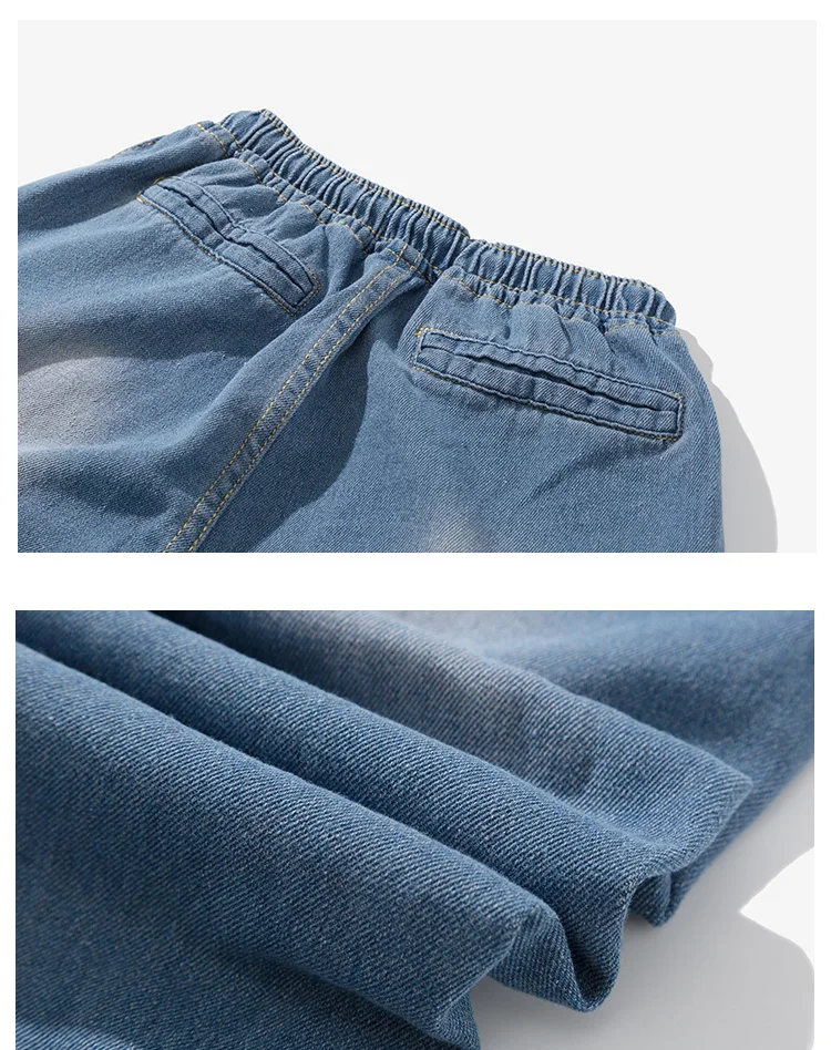 Брендовые мужские джинсы корейские потертые джинсовые брюки с эластичной резинкой на талии винтажные повседневные брюки длиной до