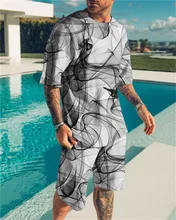 

2021 Summer T-shirt Creative 3D Printing T-shirt Men's Shorts Sportswear O-neck Short-sleeved Suit