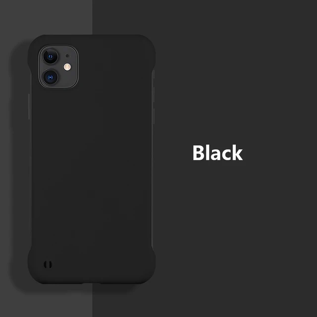 Slim Hard PC Frameless Phone Case For iPhone 13 12 11 Pro Max Mini XR XS X 6 6S 7 8 Plus SE 2 Shockproof Matte Solid Color Cover Black