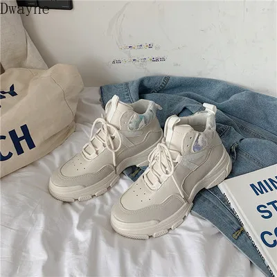 2019 new women's thick-soled casual high to help Korean version of the wild old shoes tide | Обувь