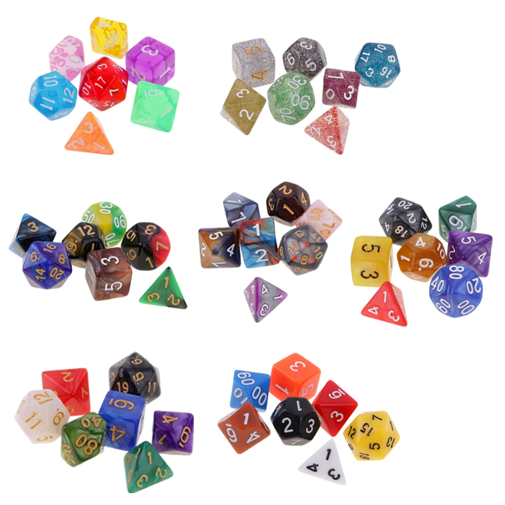 7 шт. 16 мм игральные кости d20 d12 d8 d10 d6 d4 Die Polyhedral для игроков Wargaming D & D|Кубики| |
