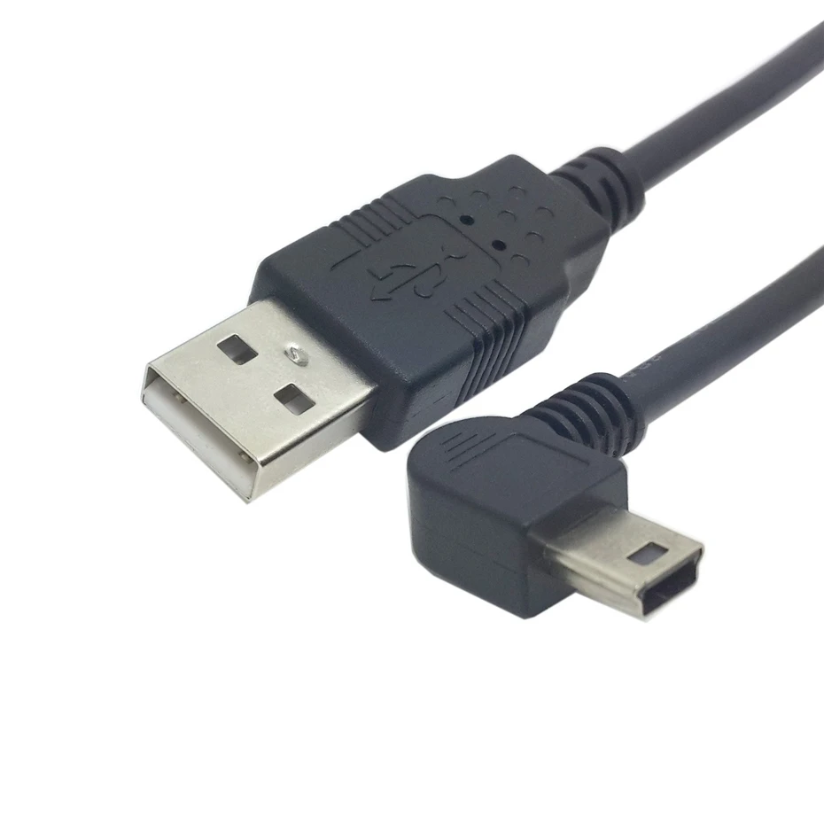 Мини-usb B Тип 5pin папа вверх вниз влево вправо под углом 90 градусов к USB 2,0 Мужской кабель для передачи данных 0,25 м 0,5 м 1,8 м 5 м