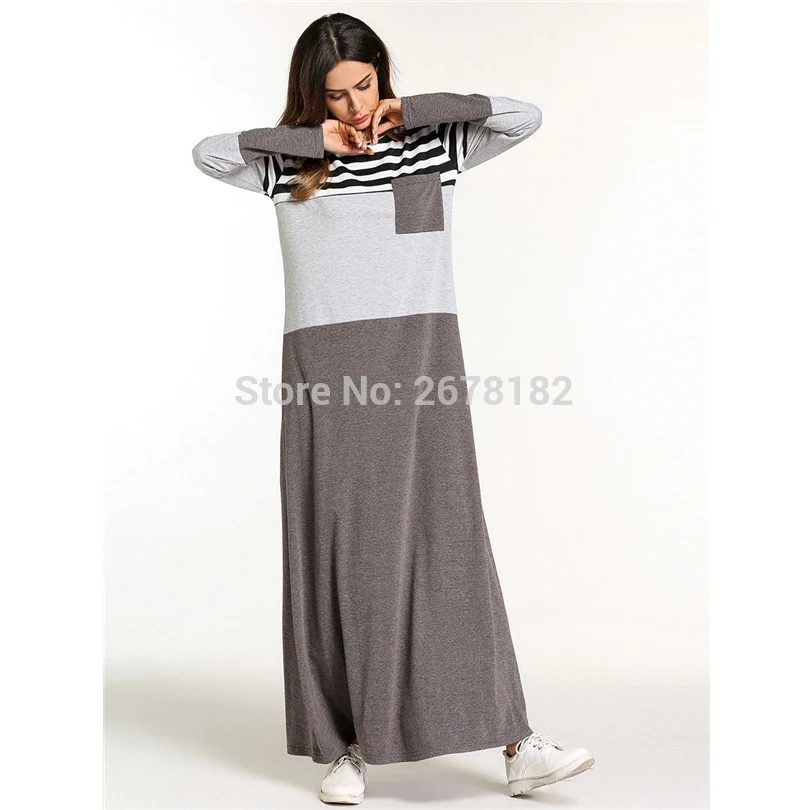Fashion Muslim Abaya Stripe Maxi Dress Kimono Long Robe Gowns Tunic Loose Style Jubah Ramadan Middle East Arab Islamic Clothing |