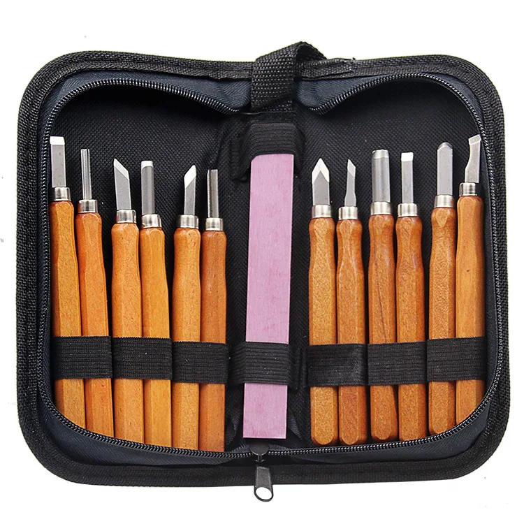 

14Pcs Wood Carving Tools Kit, Professional Carving Chisels Knife, Wood Handle Carving Tools, for DIY Sculpture Carpenter W/Prote
