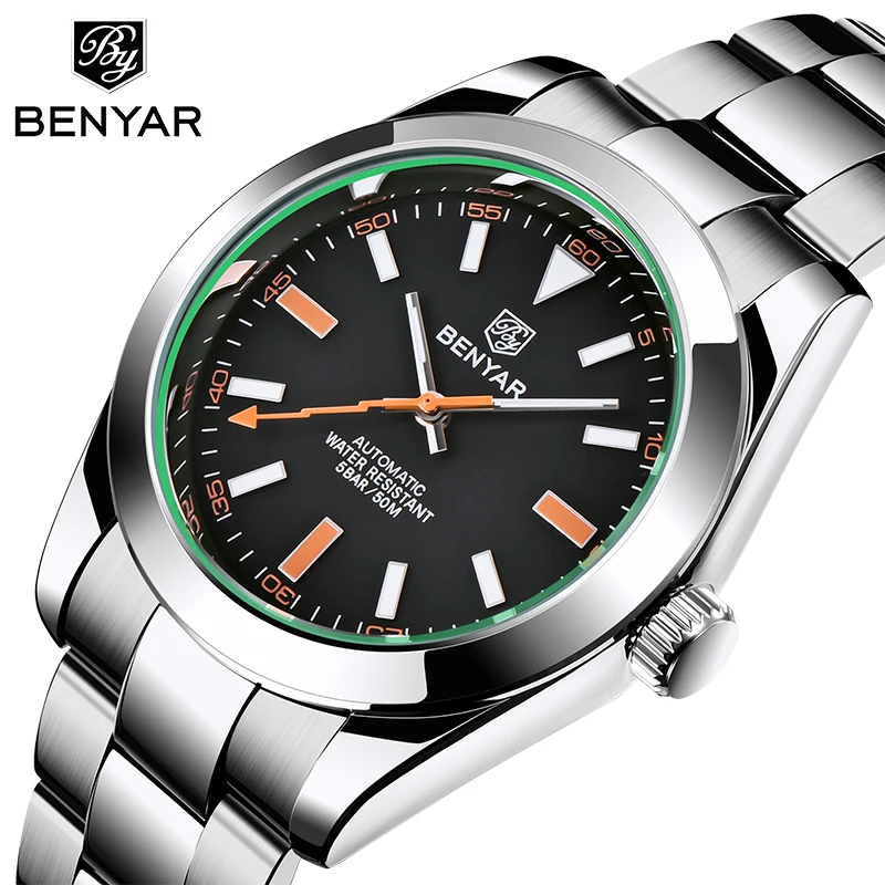 Benyar Heren Horloges Topmerk Luxe Automatische Waterdichte 50M Sport Horloge Heren Mechanisch Polshorloge Luxe Tourbillon Polshorloge