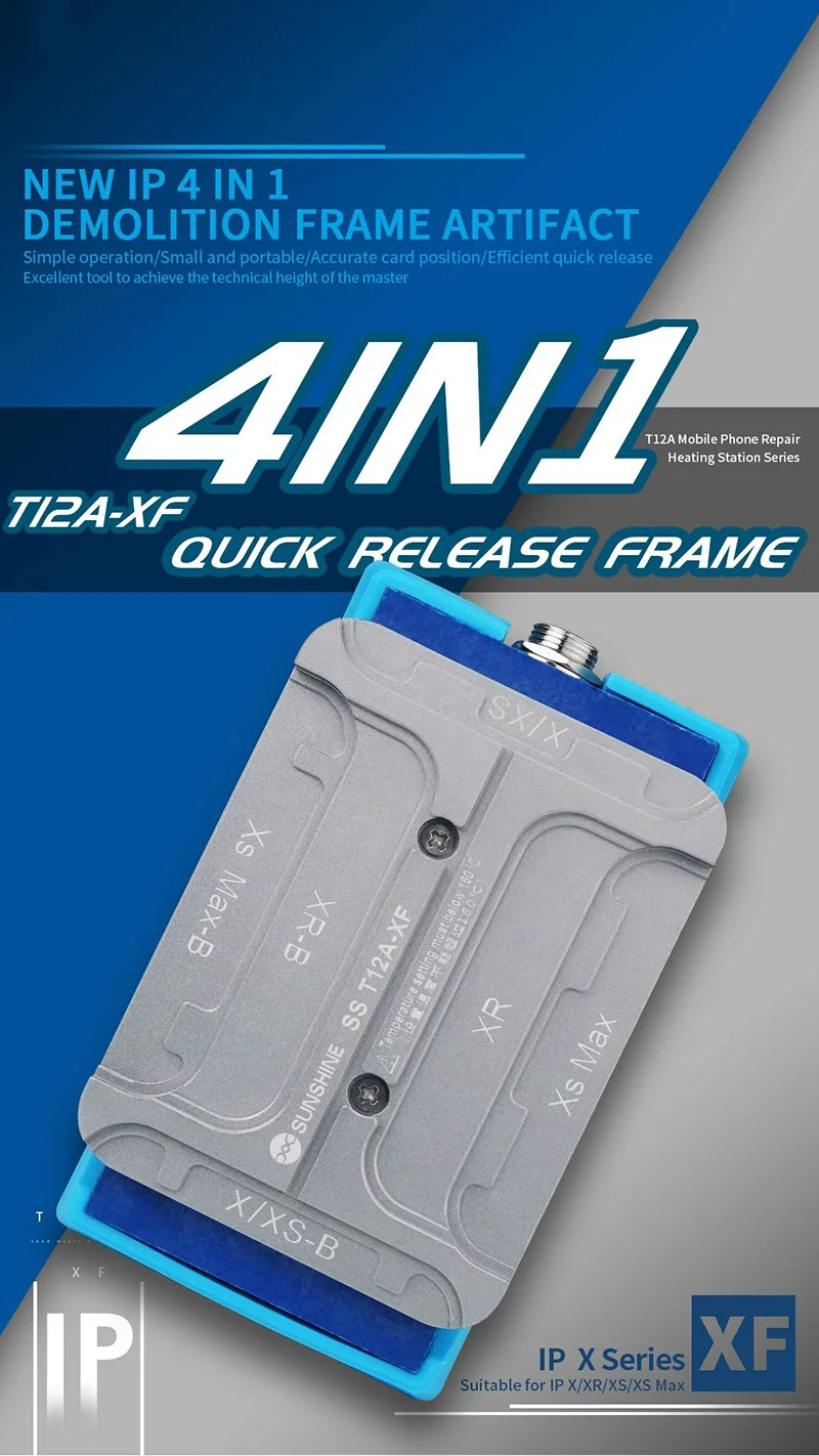 Jyrkior SS T12A-XF 4 в 1 кронштейн для удаления подогревателя для iPhone X, XR, XS, XS, MAX, быстро удаляет среднюю рамку, нагревательная платформа, инструменты