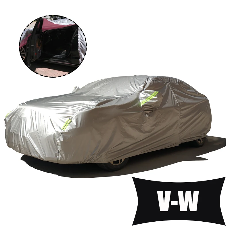 

Waterproof Car Cover Sun Protection For V-W Polo Golf T4 T5 Passat B5 B6 Tiguan Side Door Open 190T Polyester Car Accessories