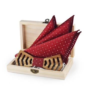 

Personality Hollow out Zebra Wood Bow Ties Hanky Set for Mens Wedding Suits Business Wooden Bowtie Hadkerchief Set