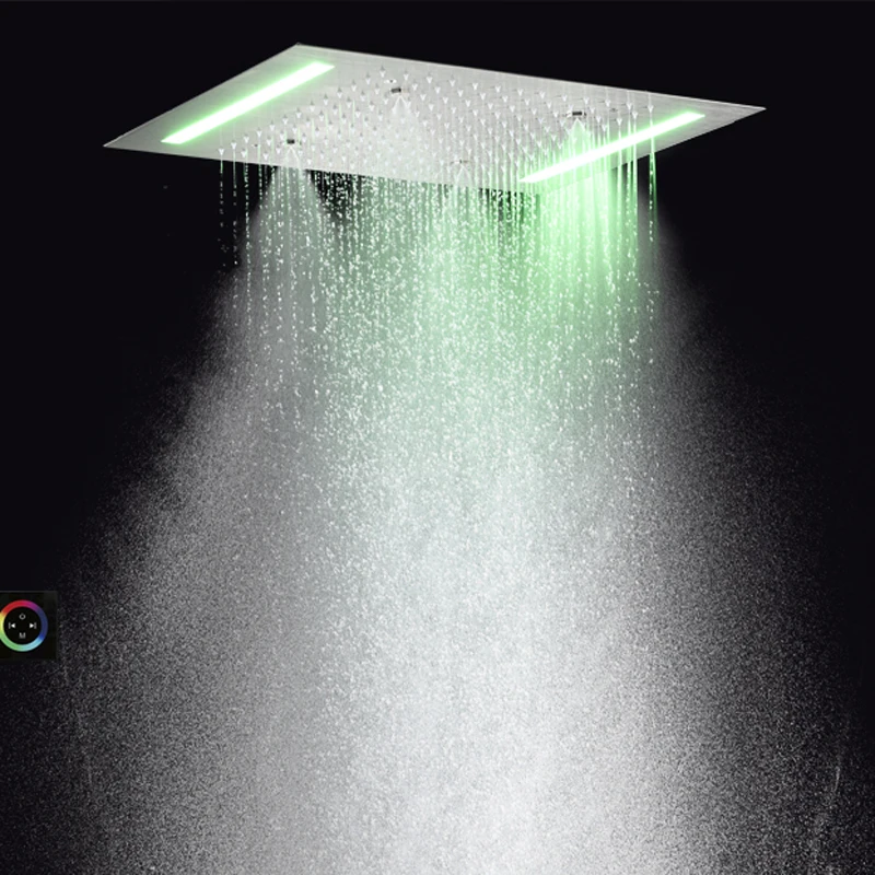 Brushed Nickel Shower System Bathroom Built in Mist Rain Shower Head