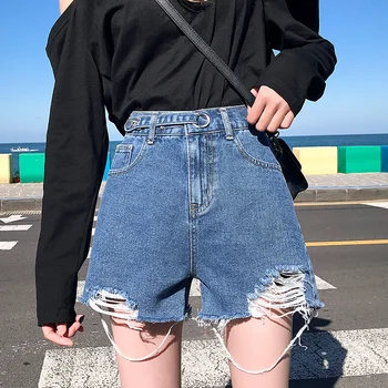 

Summer Casual Ripped Denim Shorts Women Streetwear High Waist Fashion Harajuku Shorts Plus Size Sexy shorts femme