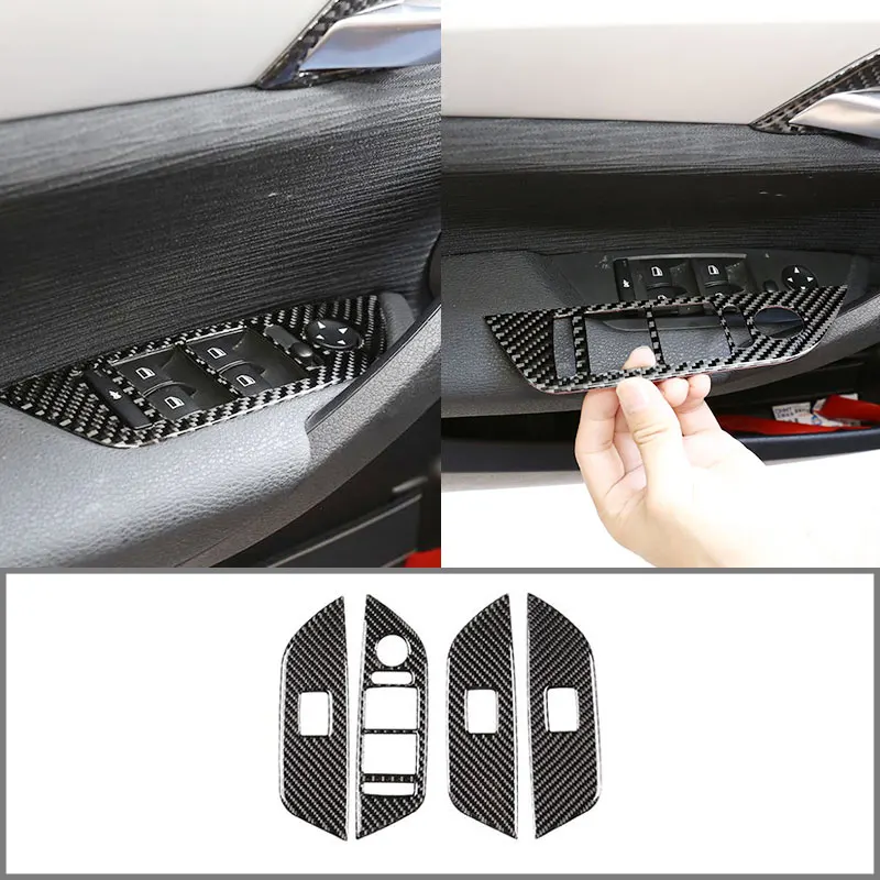 

For BMW X1 E84 2011-2015 RHD and LHD Carbon Fiber Car Window Lift Button Frame Trim Both Right and Left Hand Drive 4pcs