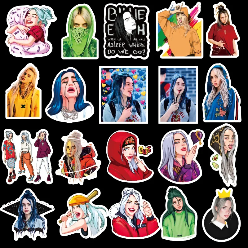 50 шт. в упаковке мультфильм Billie Eilish стикер s Водонепроницаемый чемодан для скейтборда сноуборд гитара мотоцикл Ноутбук наклейка классическая игрушка