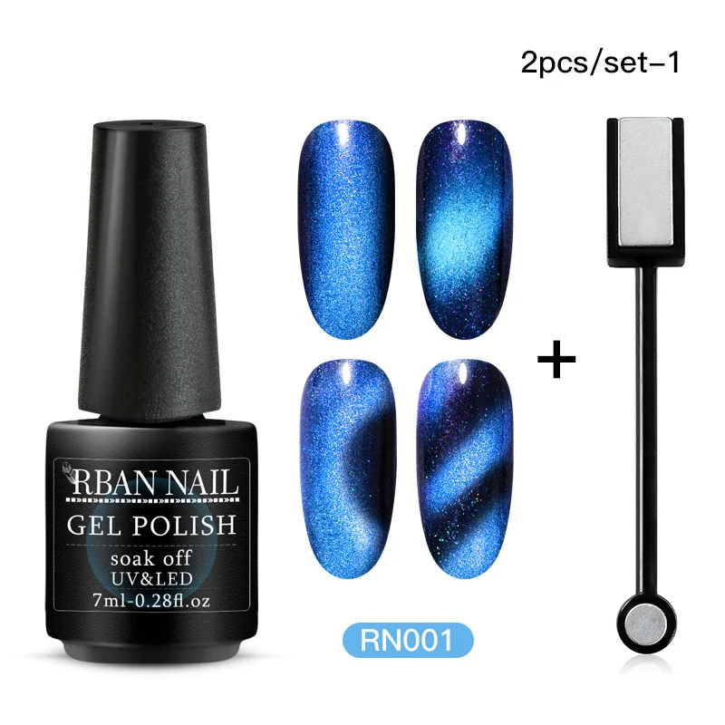 ZH06100 RBAN лак для ногтей 6 мл 9D Auroras Galaxy Cat Eye гель набор лак для ногтей блеск Хамелеон замачиваемый Магнитный УФ-гель для дизайна ногтей лак 6 цветов - Цвет: ZH06100