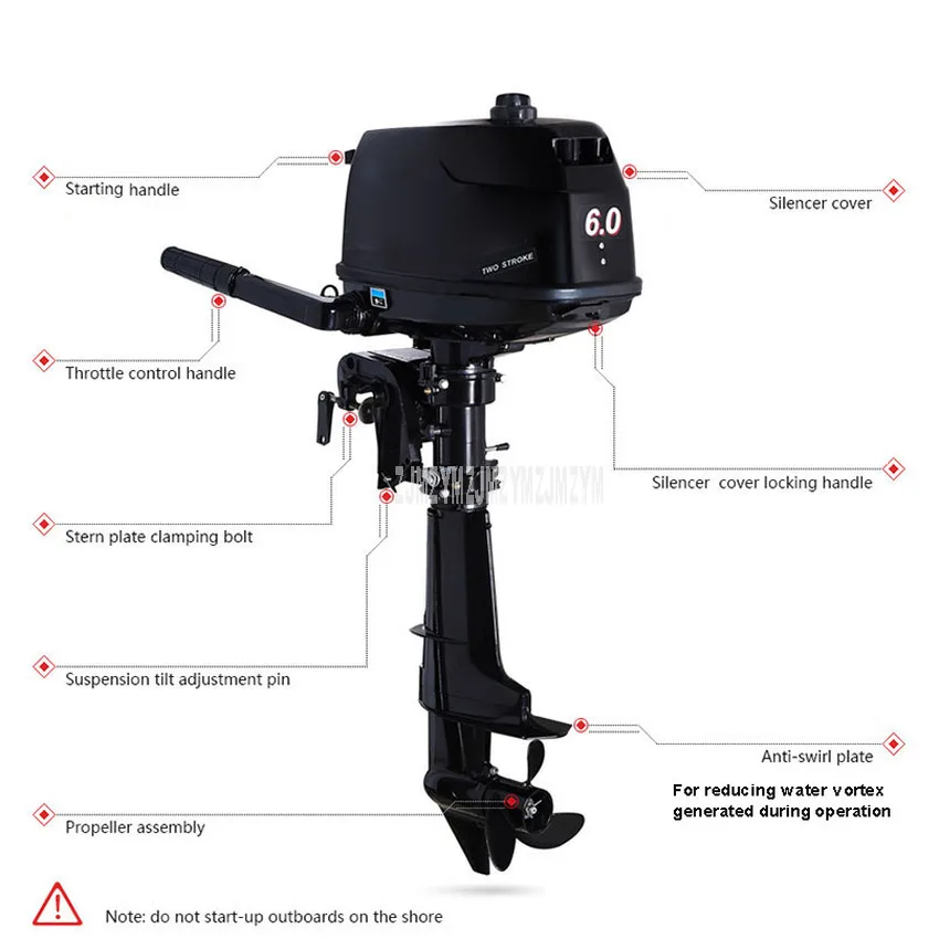 6,0 л.с. лодочный подвесной двигатель, система водяного охлаждения, подвесной мотор, два двигателя, бензиновый топливный мотор для надувной рыбацкой лодки 4,4 квт