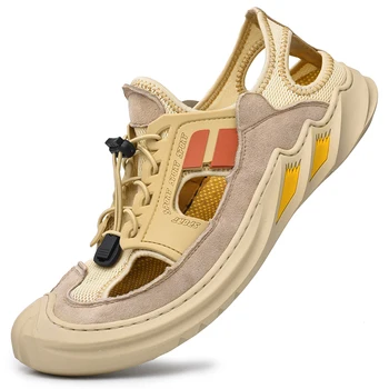 

piel heren ete sandalias work masculina cuero zandalias de slippers safety transpirables man sandal sandals-men summer playa da