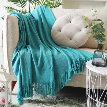 

Throw Thread Blanket with Tassel for Bed Sofa Plaid Travel TV Nap Blankets Soft Wall Tapestry Bedcover Mantas