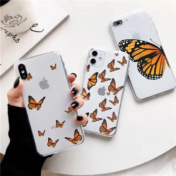 

Clear Monarch Butterfly Phone Case For iPhone X XS Max Xr 11 pro 5 5S SE 8 76 s Plus INS Premium Ins Soft Fundas Cover Coque