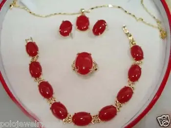 

Jewelry Red Jades Bracelet earring Pendant Necklace Set > plated watch wholesale Quartz jade CZ crystal