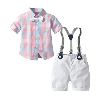 

Children Clothes 4PCS Set Boy Plaid Shirt Jeans Suit Baby Boys Gentleman Children's Clothing Kids Clothes Suit