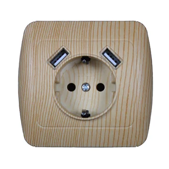 

USB Wall Socket charger Free shipping Double USB Port 5V 2A usb wall outlet high quality wood color E4-01