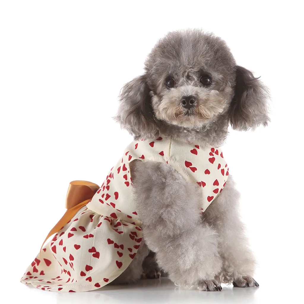 Dog Clothes Cute Pet Spring And Summer Love Heart Print Skirt Dog Costumes Pet Clothes Mascotas ropa perro Accessories Dress
