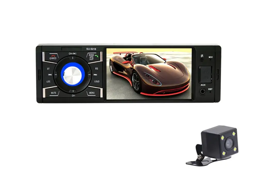 Радио 1Din MP3 плеер Автомобильный стерео Мультимедиа Аудио USB AUX FM радио станция Bluetooth Камера заднего вида дистанционное управление Авторадио - Цвет: with 4Led camera