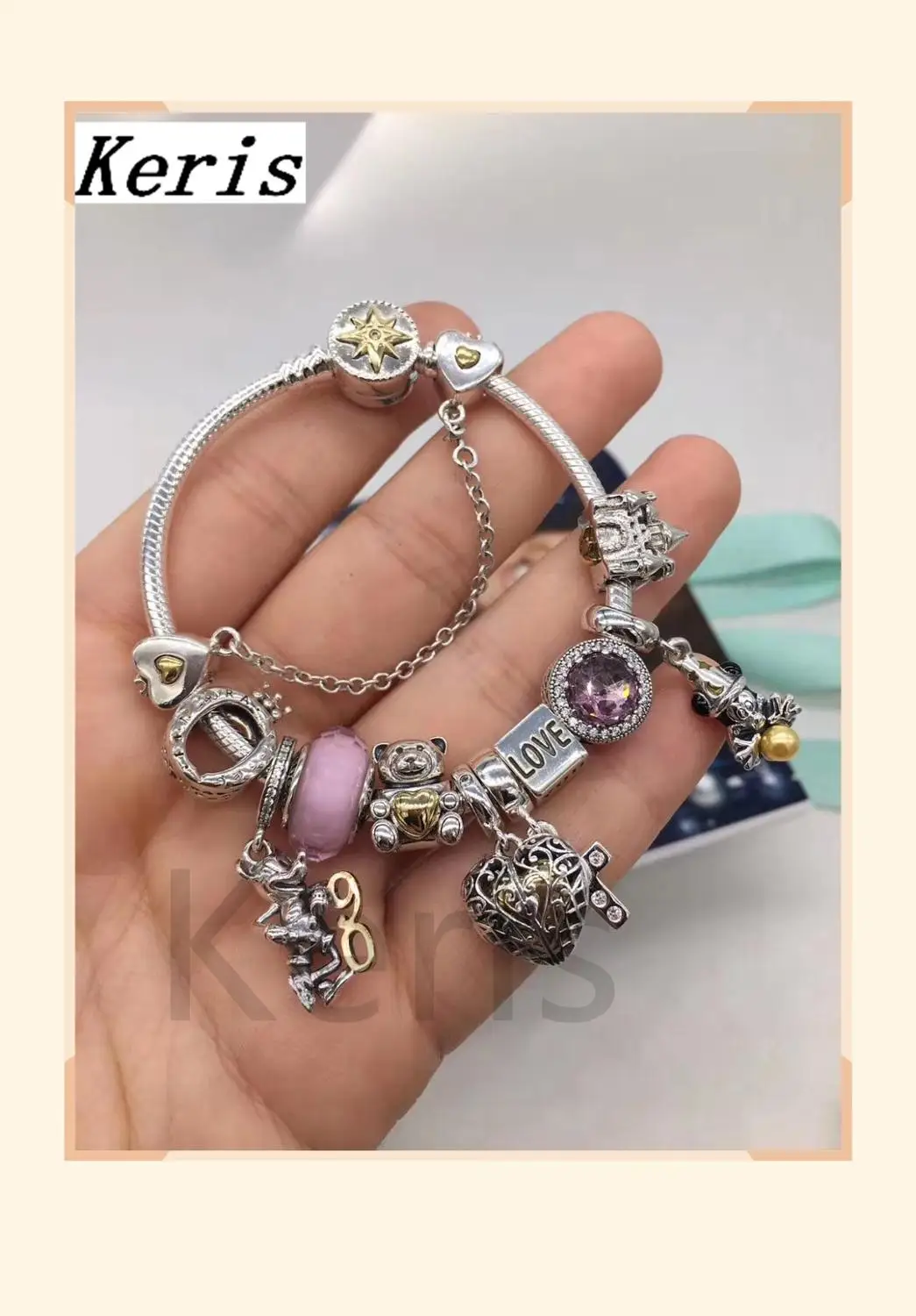 

High Quality Reproduction 1:1 100%925 Pure Silver New Love Bear Design Star Bracelet Beads Bracelet Free Of Charge