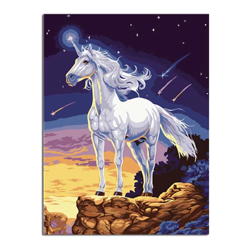 

Frameless Home Decoration Wall Art DIY Digital Oil Painting By Numbers Abstract Drawing Horse Figure Painting Acrylic Canvas