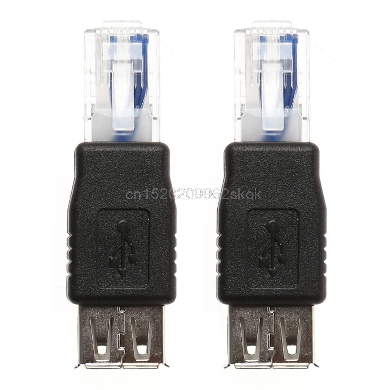 

2Pcs USB Type A Female To Ethernet Internet RJ45 Male Connector Converter Adapter