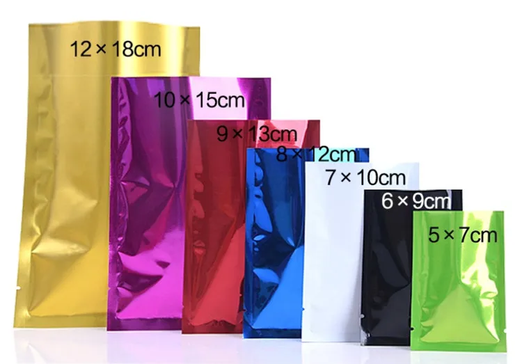 500PCS 오픈 탑 알루미늄 호일 포장 가방 DIY 말차 차 분말 향신료 초콜릿 버터 설탕 비누 열 씰링 시험 파우치