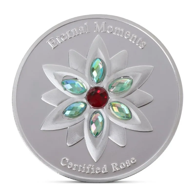 

Limited Edition Diamond-set Eternal Moments Rose Commemorative Coin Love Confession Propose Marriage Memorial Gift Coins