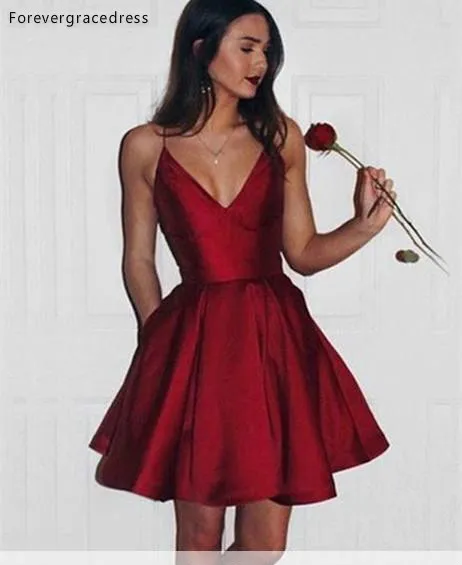 PICTURE COLOR Недорогое короткое рубиновое платье подружки невесты, винтажное ТРАПЕЦИЕВИДНОЕ ПЛАТЬЕ с оборками, платье подружки невесты размера плюс, на заказ - Цвет: PICTURE COLOR