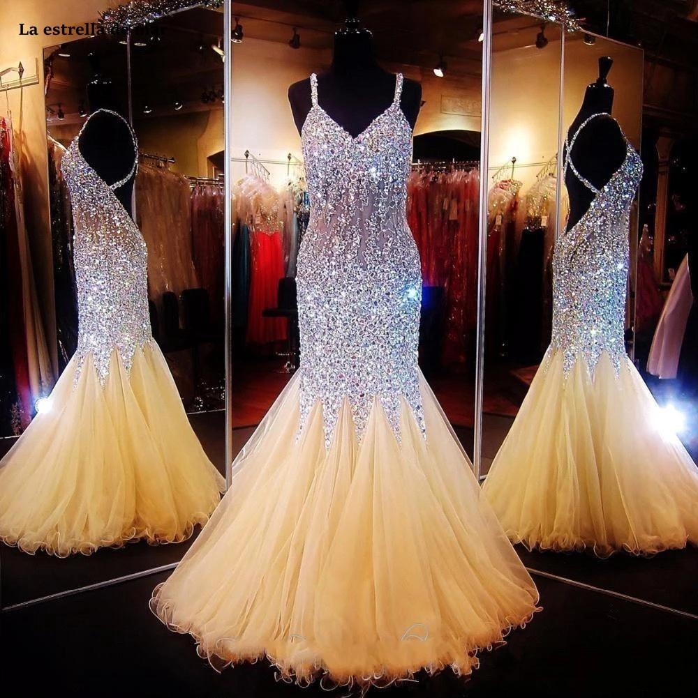 Vestidos de gala, новинка, роскошное сексуальное платье из тюля с кристаллами и v-образным вырезом на бретельках, сиреневое, Персиковое, розовое платье для выпускного вечера, длинное вечернее платье jurk