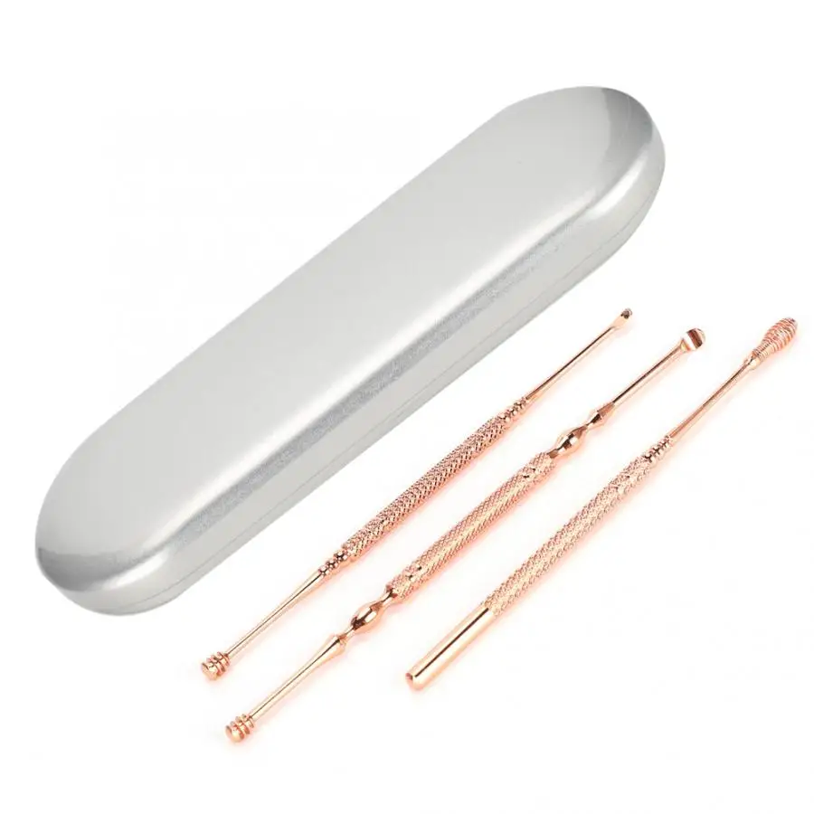 Ear Cleaning 3Pcs/Set Stainless Steel Double-Ended Ear Pick Ear Wax Remover Spiral Ear Clean Tool Ear Cleaners