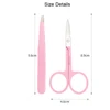Pink/Black Professional Eyebrow Trimming Tool Set Eyebrow Tweezer Eyebrow Clipper Stainless Steel Eyebrow Makeup Scissors 4