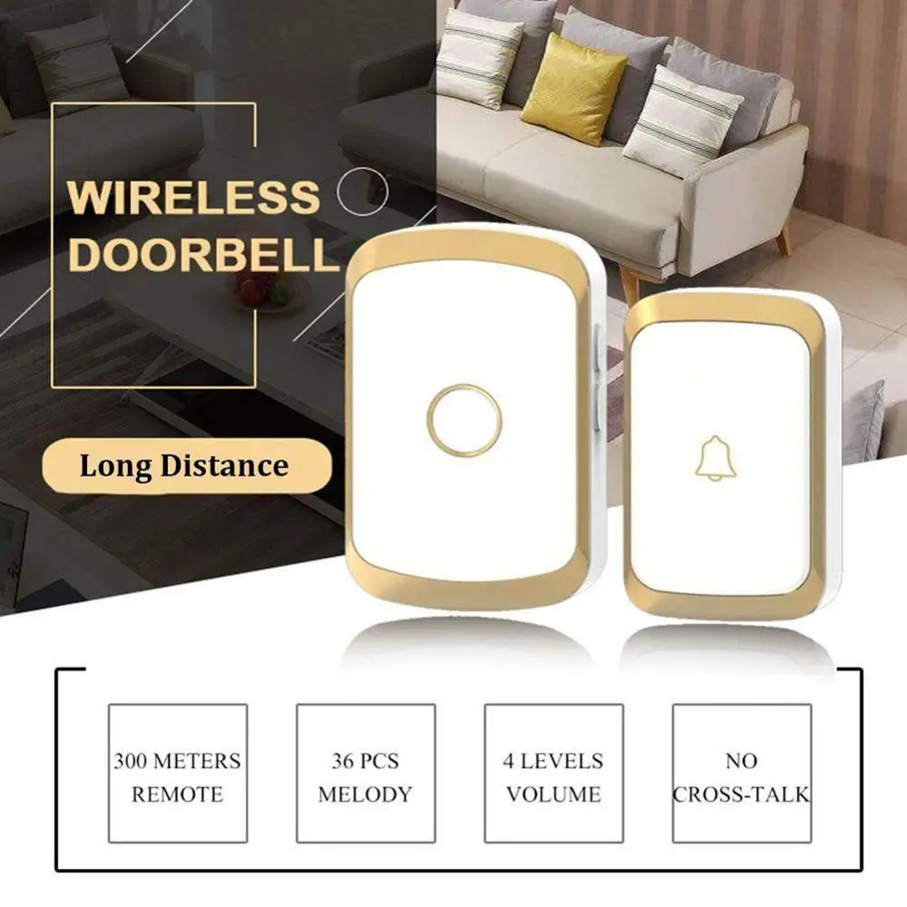 

New Home Welcome Doorbell Intelligent Wireless Doorbell Waterproof 300M Remote EU UK US Plug smart Door Bell Chime