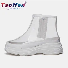Taoffen/большие размеры 29-46; Женская платформа для ходьбы; спортивная обувь на каблуке; женские кроссовки; прозрачный на молнии; водонепроницаемая обувь; Mujer