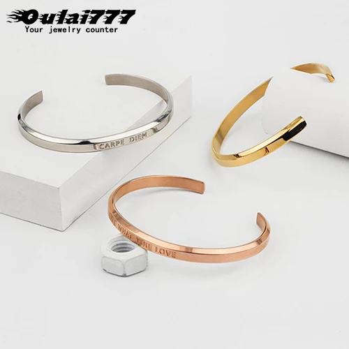Oulai777 женский браслет из нержавеющей стали, Женские аксессуары, браслеты, браслеты из розового золота, регулируемые модные ювелирные изделия