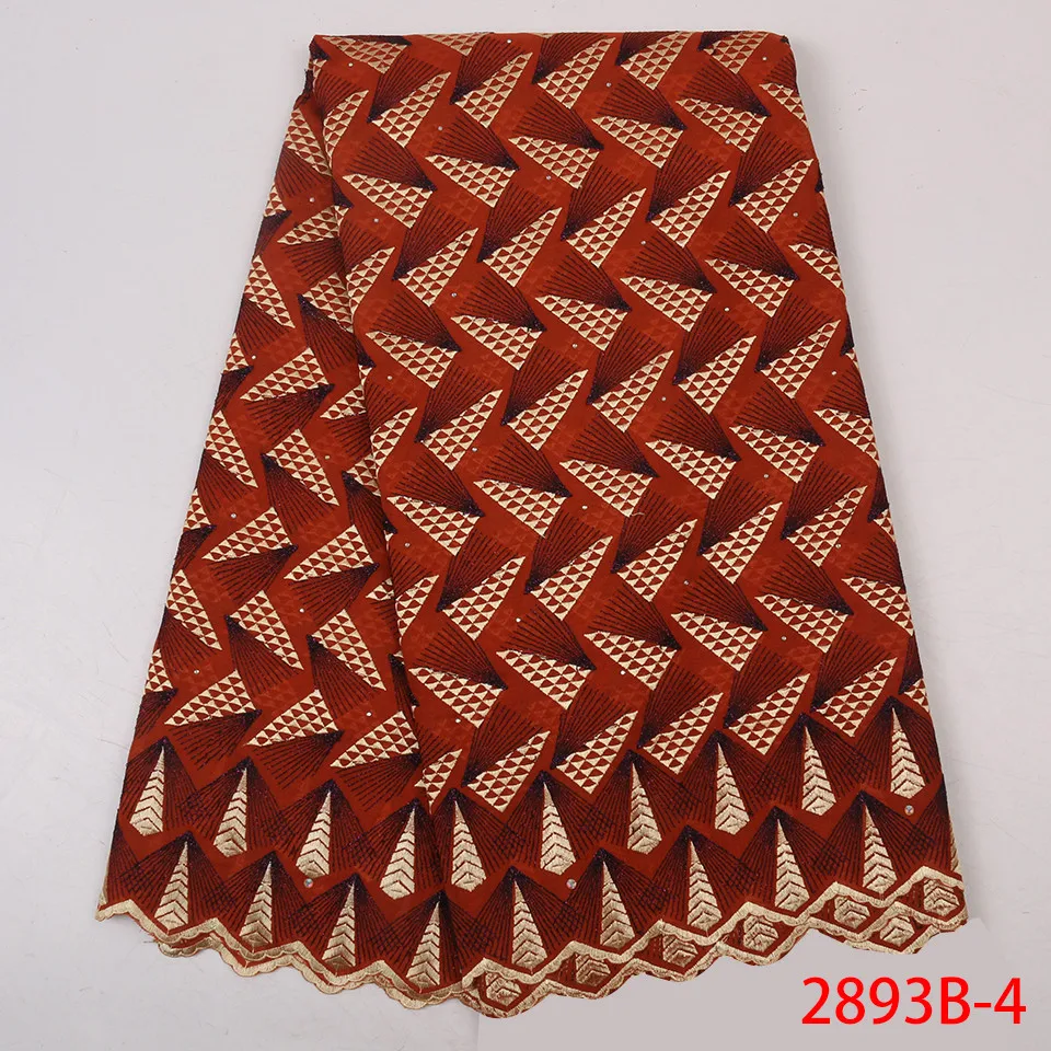 

NA2893B-1 Orange Embroiderey Swiss voile lace With Stones For Party Dress Hot Sale High Quality Nigerian Lace Fabric 5yards/Lot
